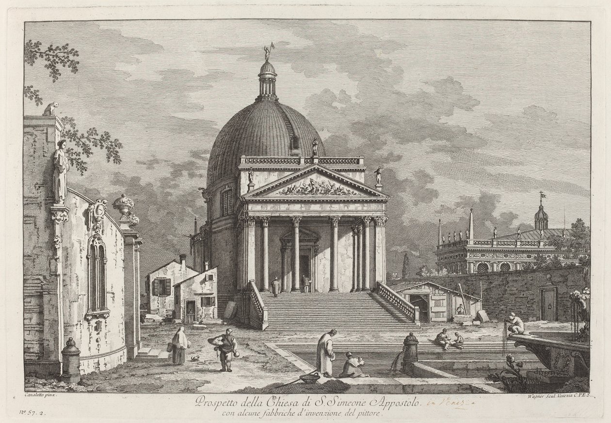 Voorgevel van de kerk van S. Simeone Apostolo door Joseph Wagner after Canaletto