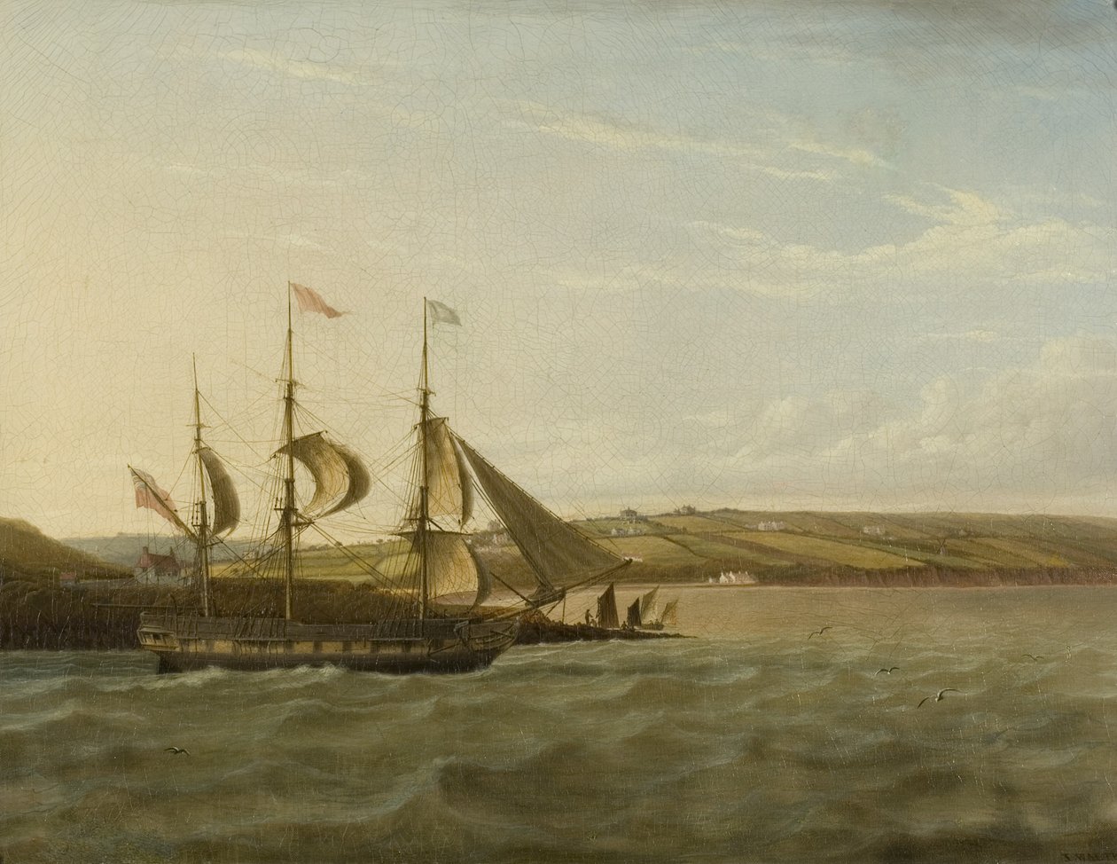 Een schip passeert Portishead, c.1832 door Joseph Walter