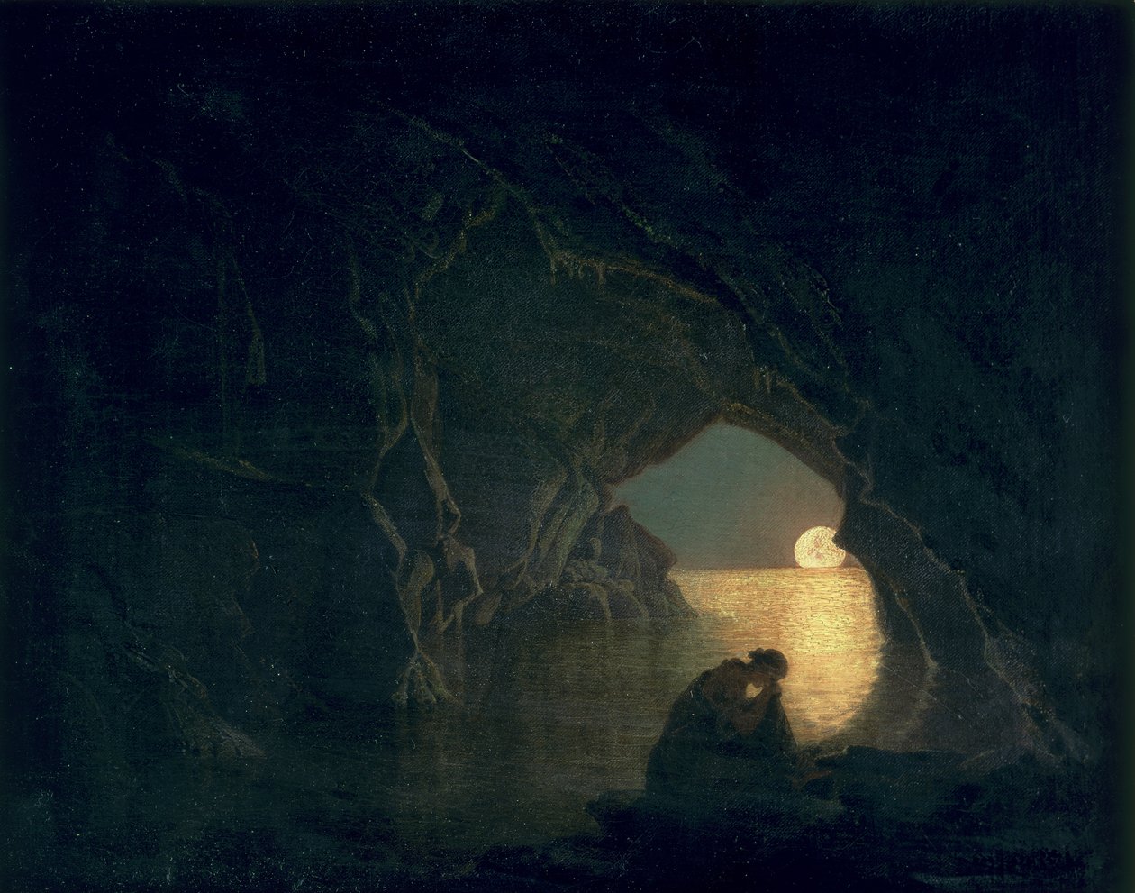 Een grot met de figuur van Julia, 1780 door Joseph Wright of Derby