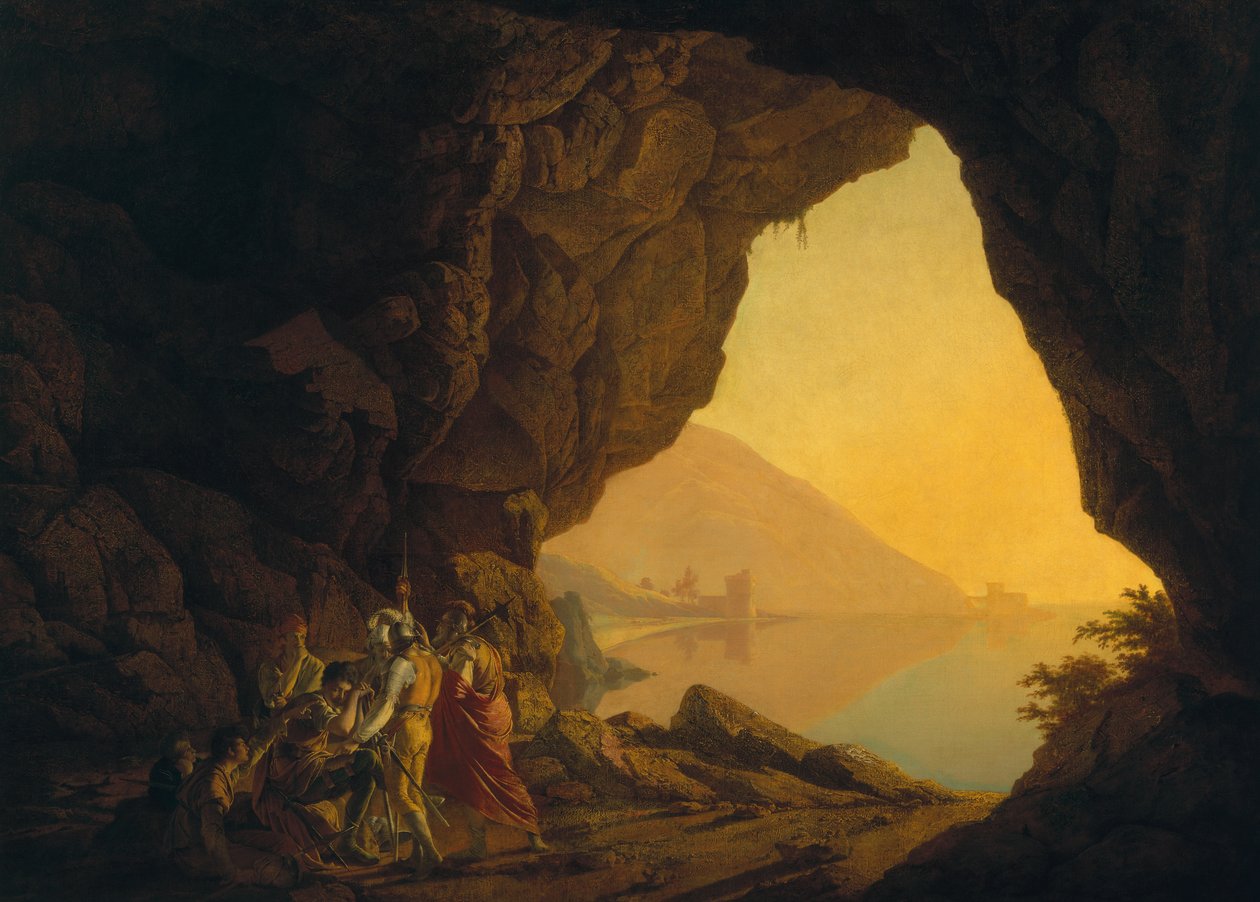 Een Grot in het Koninkrijk Napels, met Bandieten, tentoongesteld 1778 door Joseph Wright of Derby