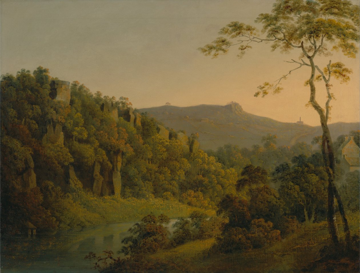 Matlock Dale, kijkend in de richting van Black Rock Escarpment door Joseph Wright of Derby