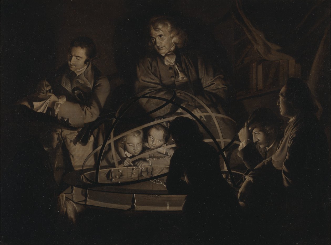 Filosoof geeft een lezing over de orangerie door Joseph Wright of Derby