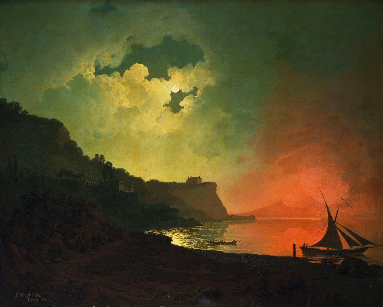 Vesuvius vanuit Posilipo door Joseph Wright of Derby