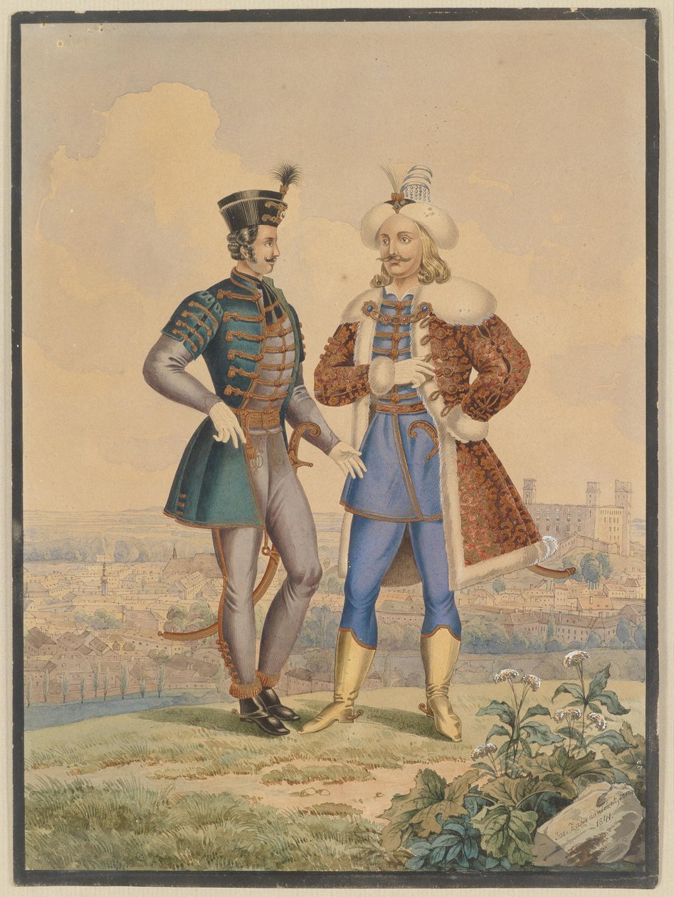 Husar en Osman voor een stad door Joseph Zahradniczek the Elder
