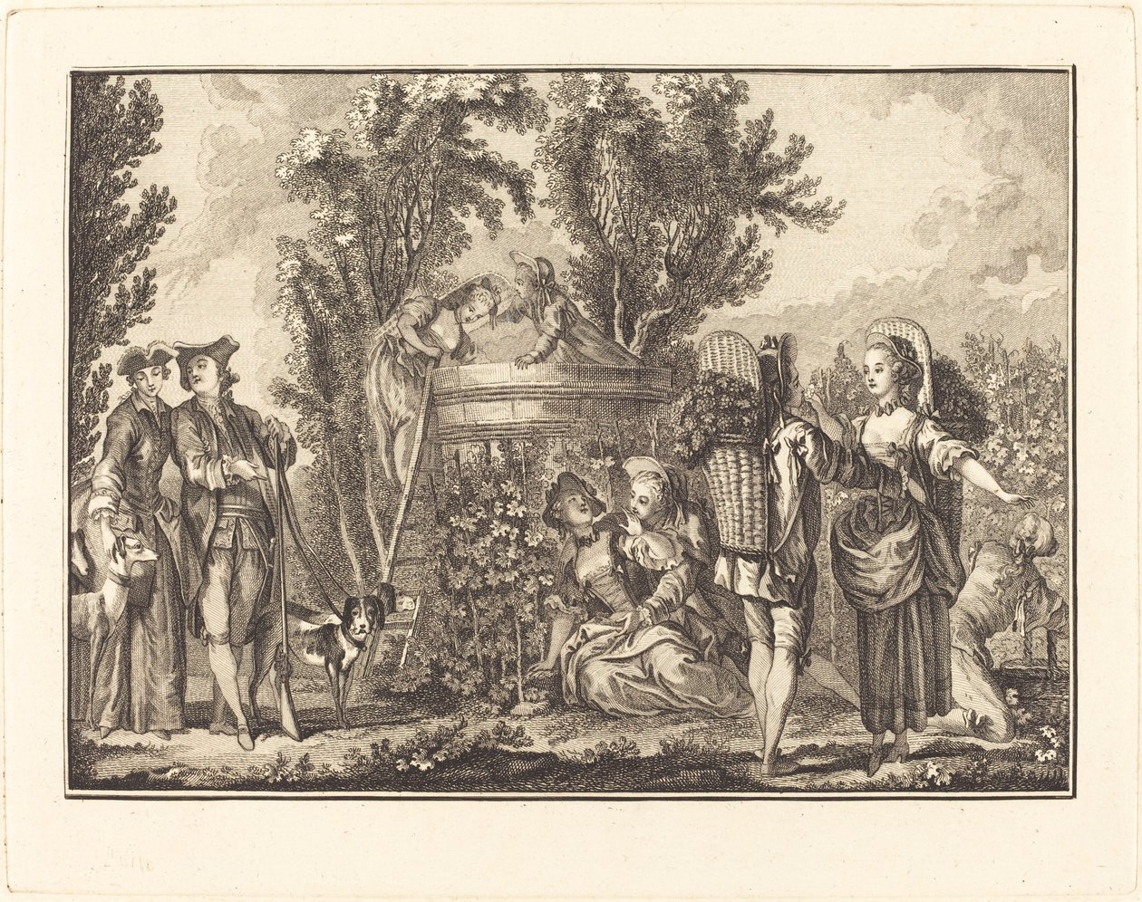 De herfst door Joseph de Longueil after Charles Eisen