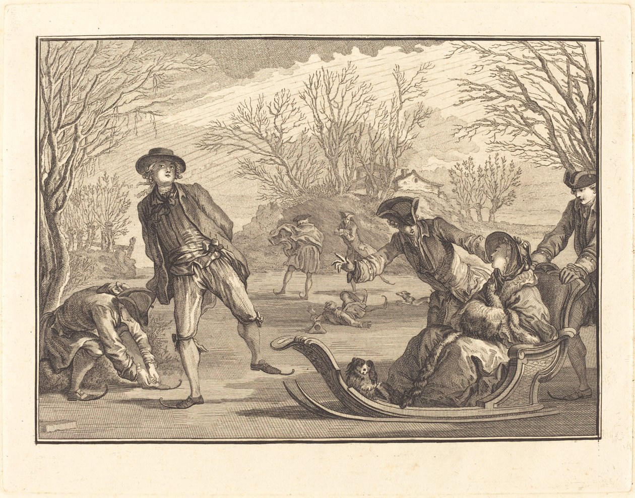 De winter door Joseph de Longueil after Charles Eisen