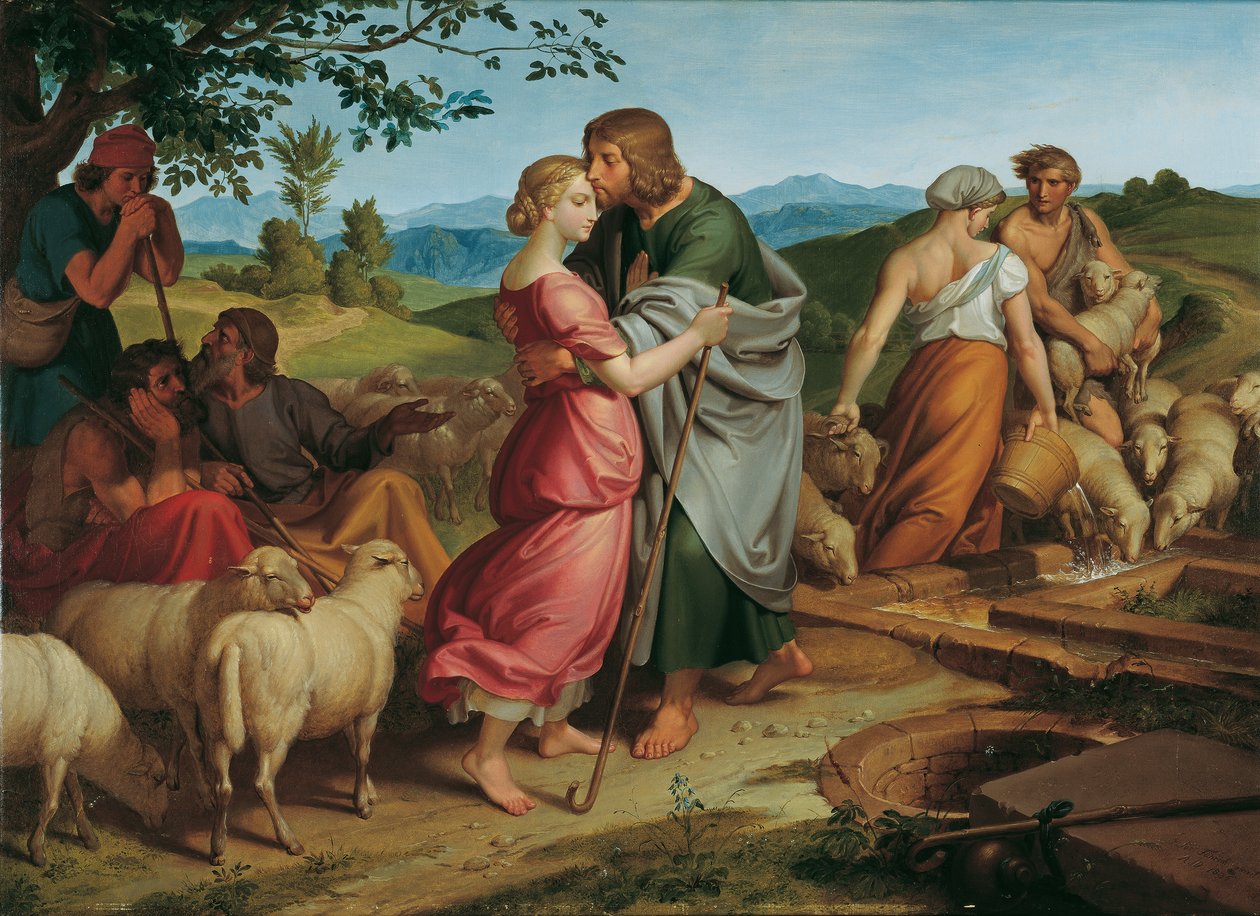 Jakob ontmoet Rachel bij de kuddes van haar vader door Joseph von Fuhrich