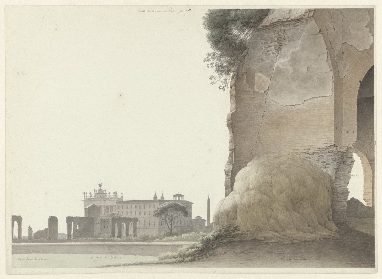 De basiliek van San Giovanni in Laterano, met de tempel van Minerva Medica op de voorgrond door Josephus Augustus Knip