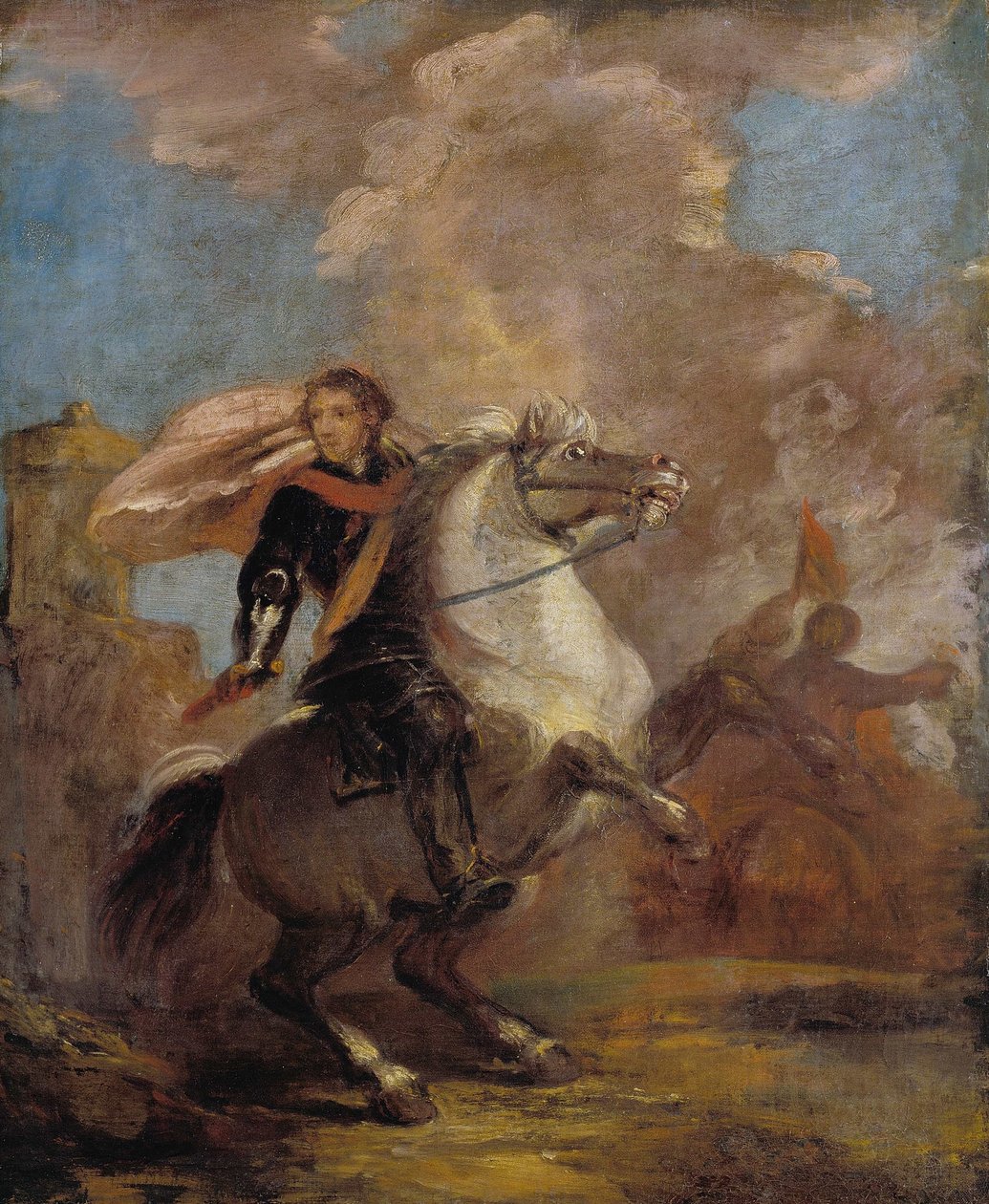 Een Officier te Paard door Joshua Reynolds