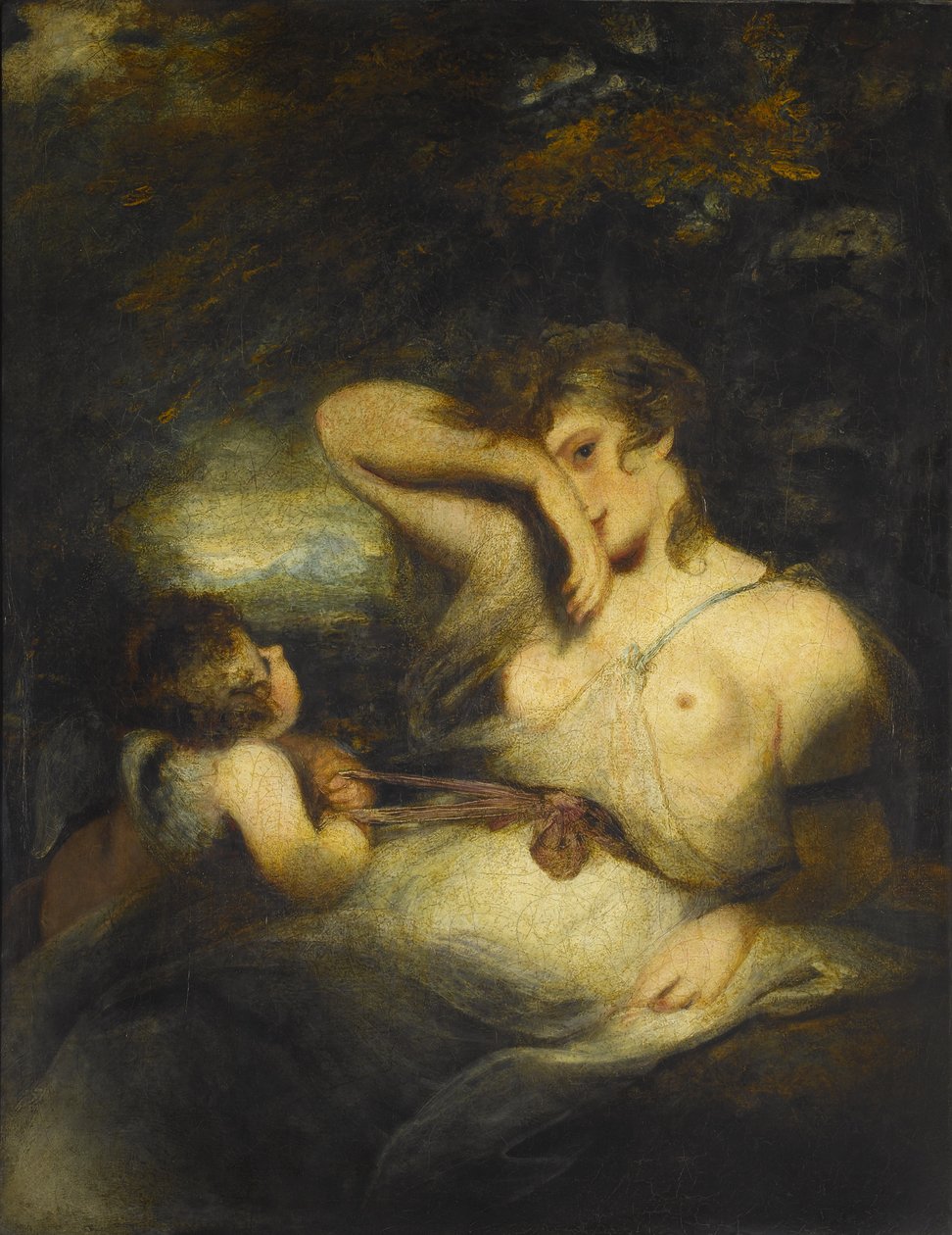De slang in het gras (Liefde die de zone van schoonheid losmaakt), 1785 door Joshua Reynolds