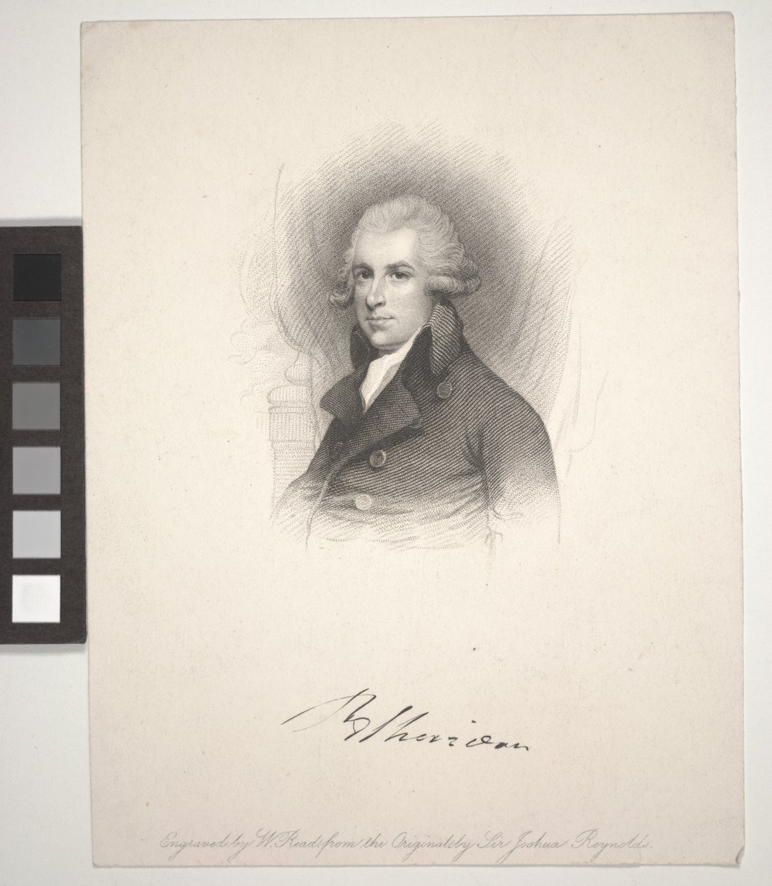 Richard Brinsley Sheridan, gegraveerd door W. Read (1824-1837) door Joshua (after) Reynolds