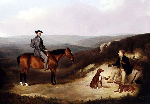 John Kerr Watson op een schietpony met zijn jachtopziener op de Yorkshire Moors door Joshua Dalby