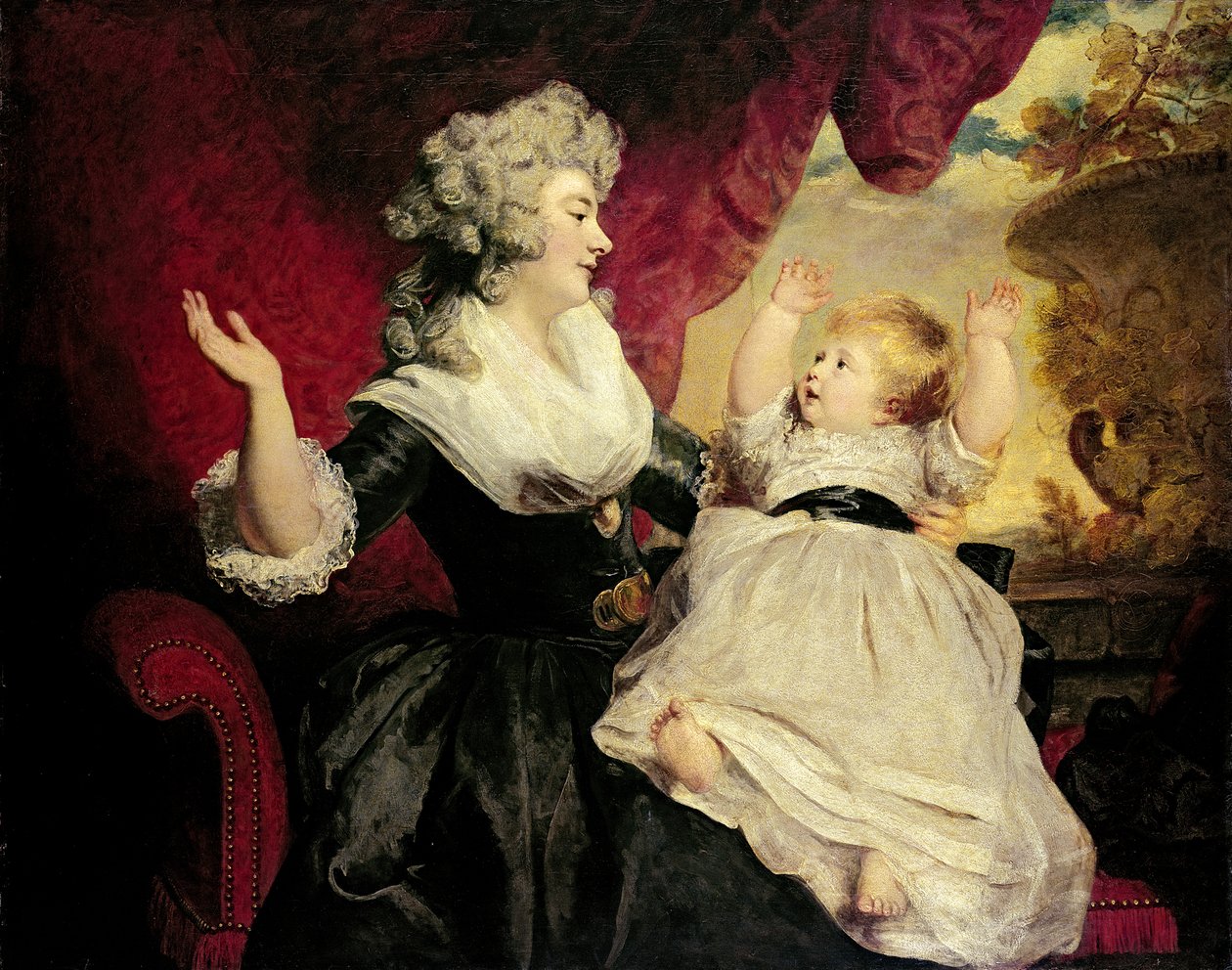 Georgiana, hertogin van Devonshire met haar dochtertje Lady Georgiana Cavendish door Joshua Reynolds