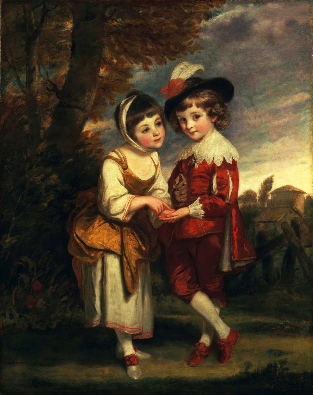 Lord Henry Spencer en Lady Charlotte Spencer, later Charlotte Nares: De jonge waarzegsters door Joshua Reynolds