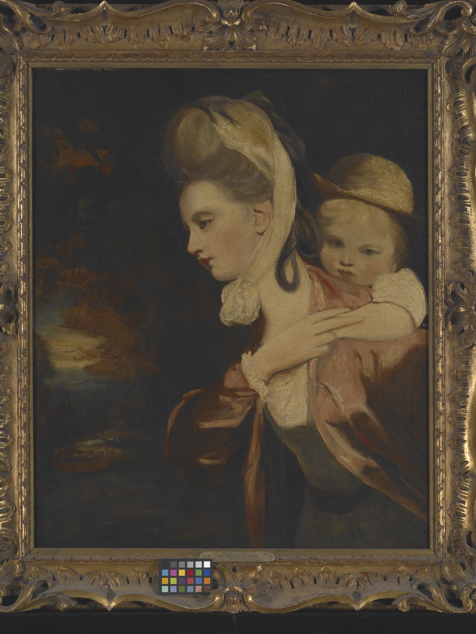 Pick-A-Back (Mrs. Payne Gallaway en kind) (kopie) door Joshua Reynolds