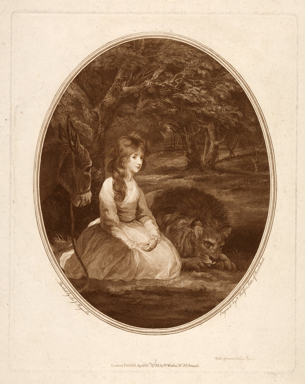 Miss Elizabeth Beauclerc als Una, gegraveerd door Thomas Watson door Joshua after Reynolds