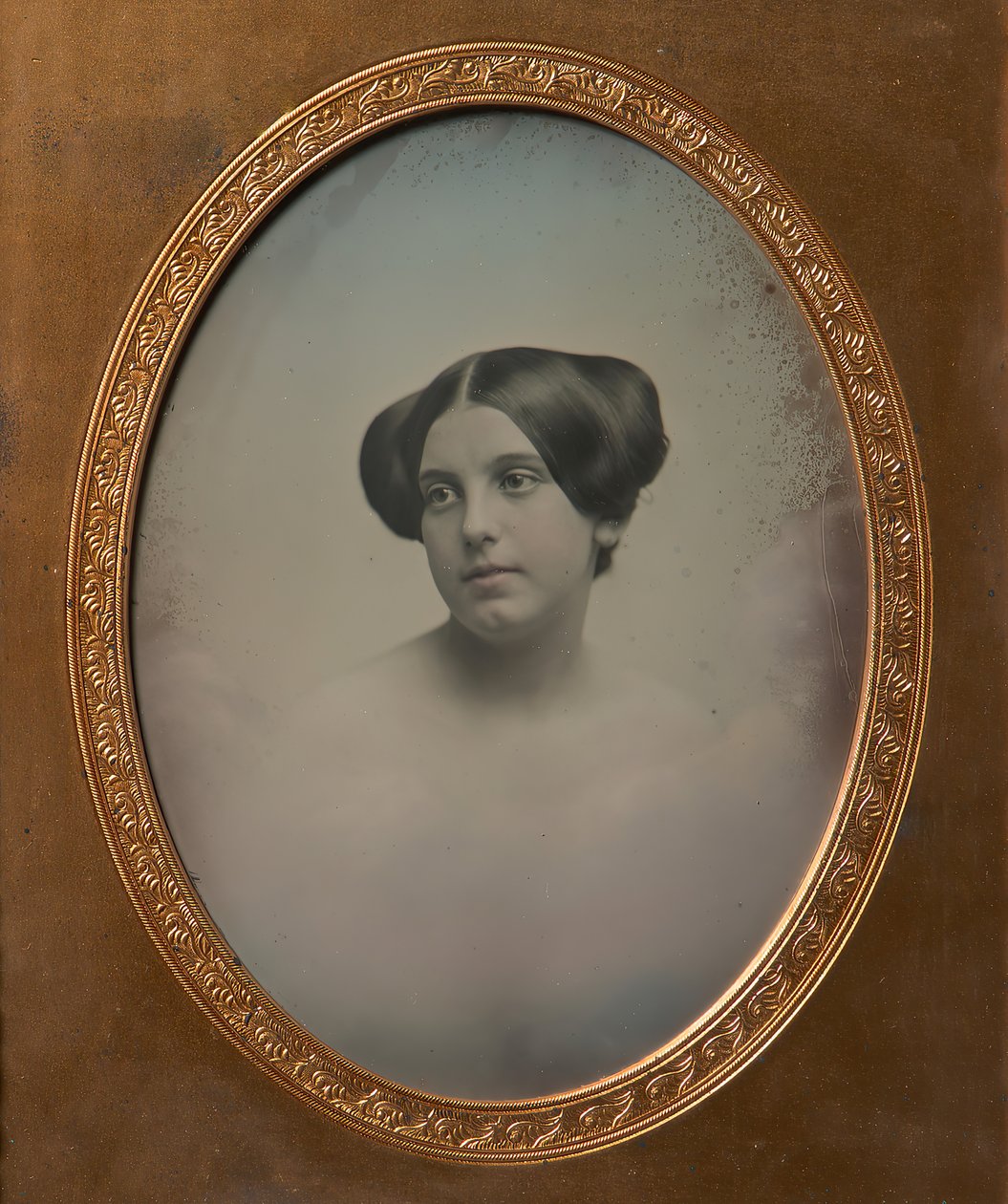 Jonge Vrouw met Haar in Twee Knotjes door Josiah Johnson Hawes, Albert Sands Southworth