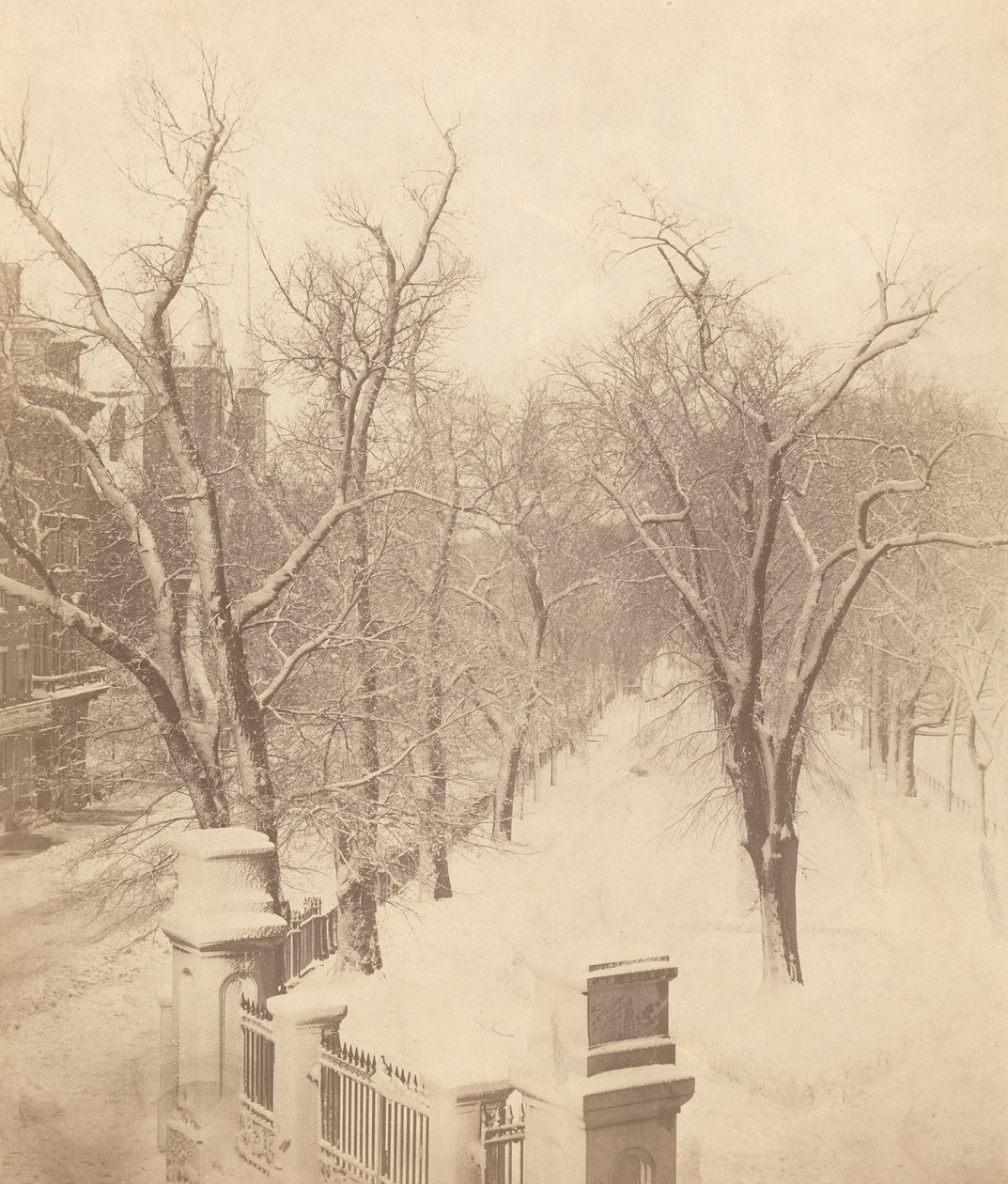 Sneeuwscène in Boston Common door Josiah Johnson Hawes
