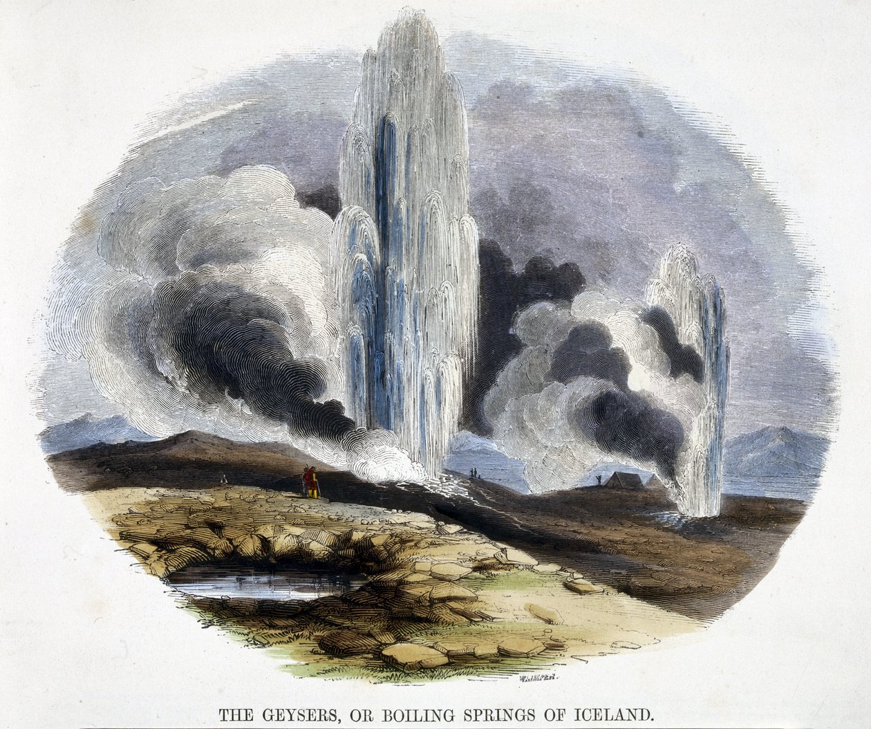 De Geisers of Kokende Bronnen van IJsland, uit Verschijnselen van de Natuur, 1849 door Josiah Wood Whymper