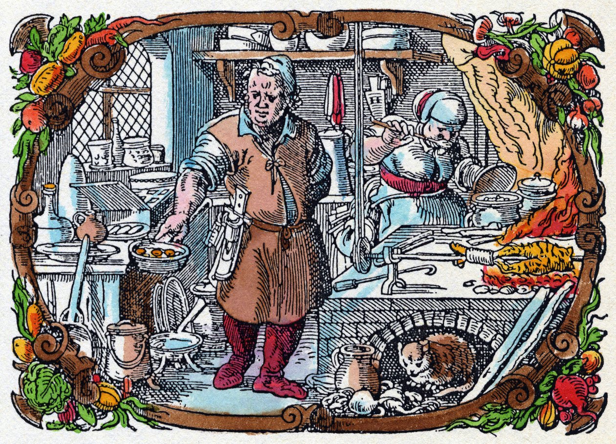 Gastronomie: een zeer uitgeruste keuken in de Renaissance door Jost (after) Amman