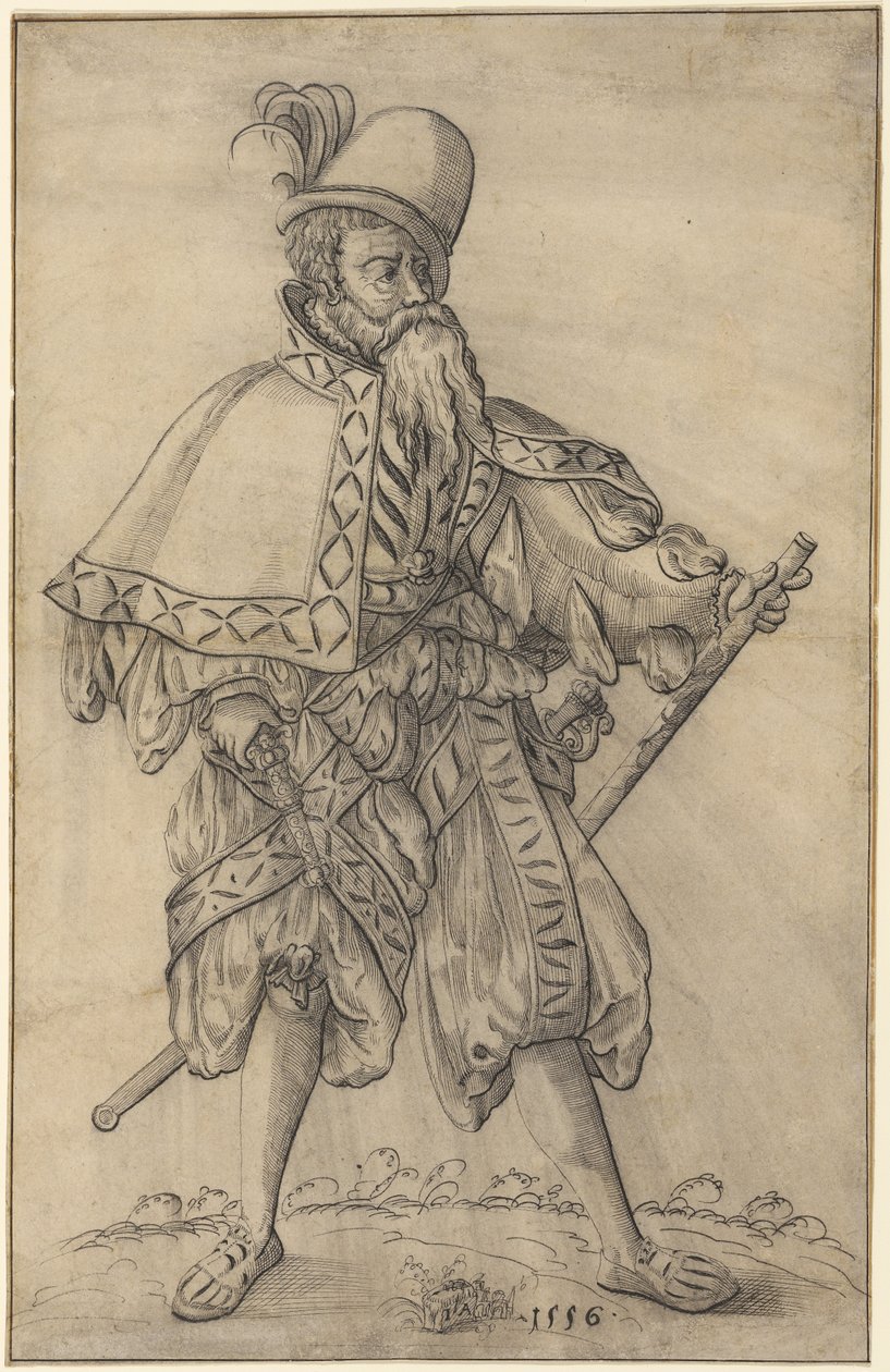 Een officier met de rang van “Oberster Feldprofoss” in het keizerlijke leger door Jost Amman