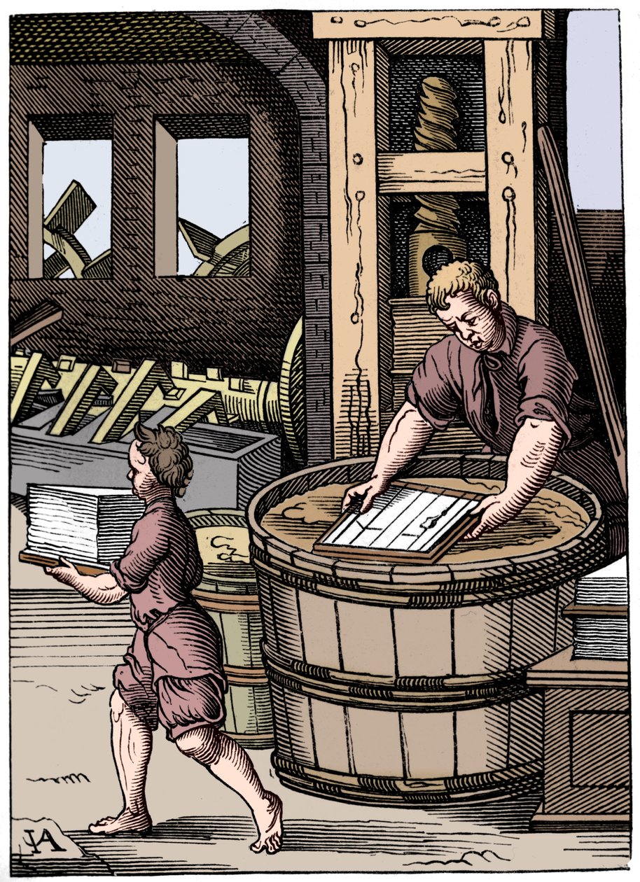 Papiermaker, 16e eeuw, 1849 door Jost Amman