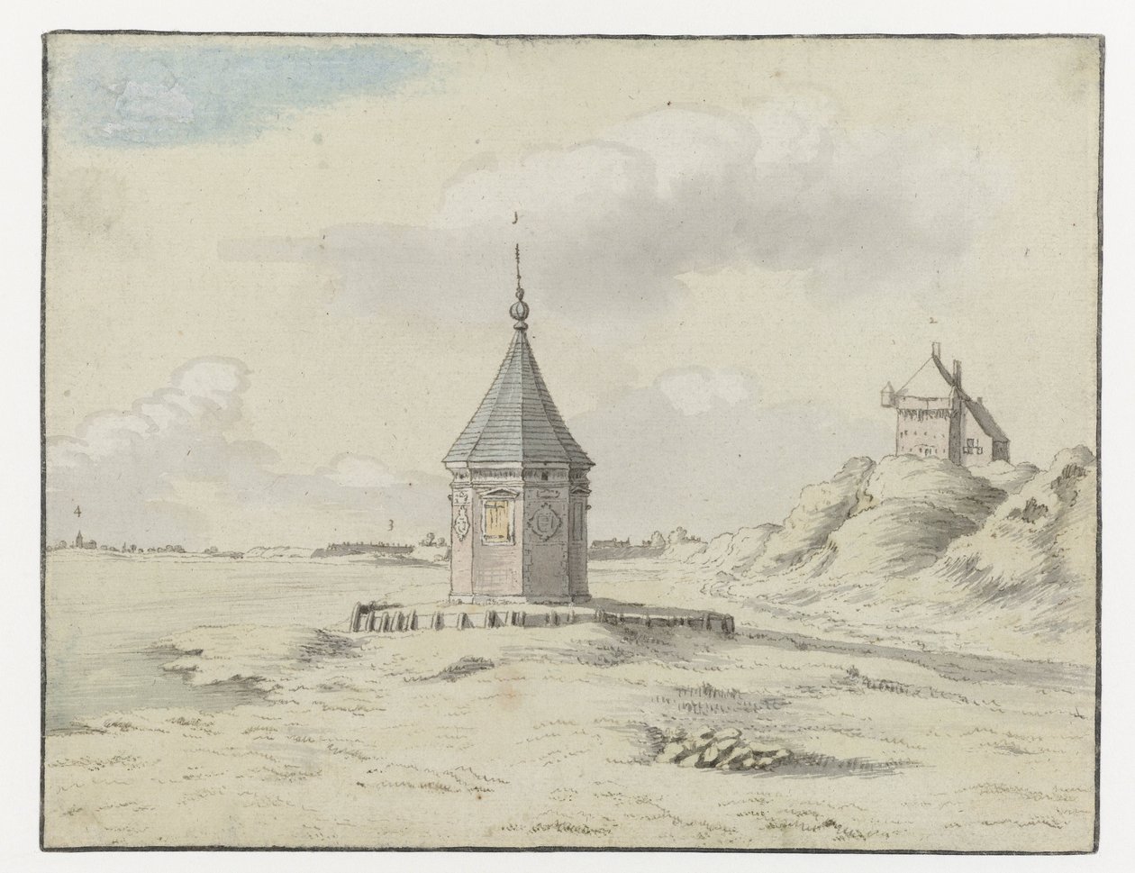 Uitzicht op de Stadsfontein, Bergen op Zoom door Josua de Grave (possibly)