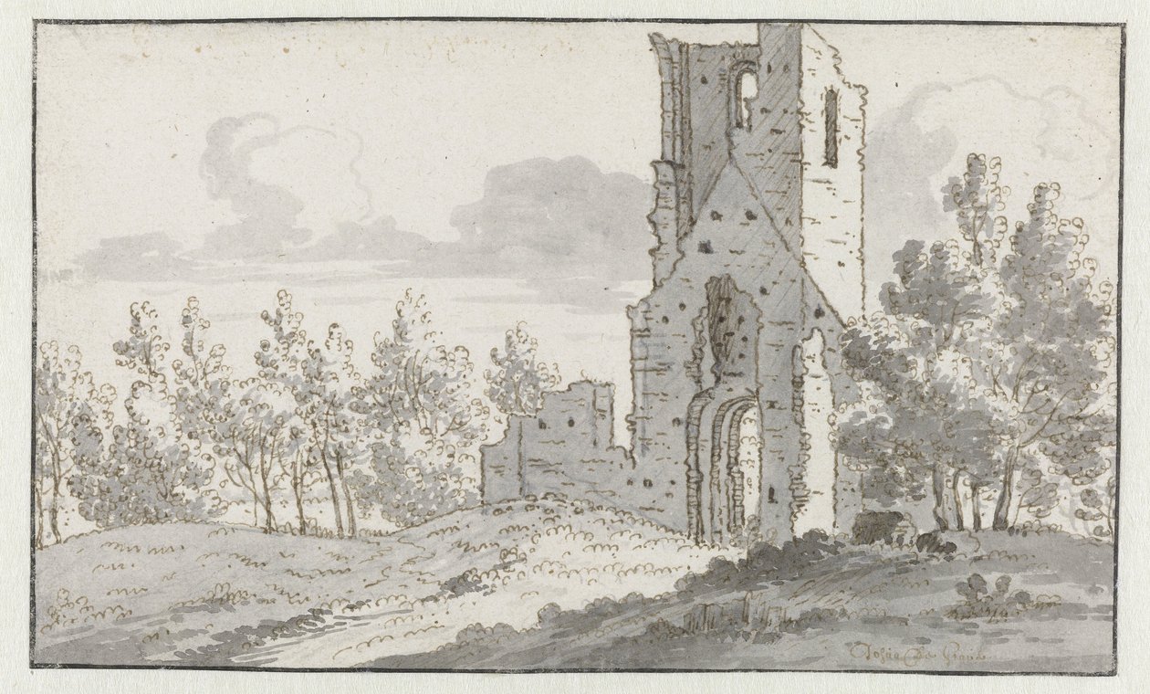 De ruïne van de kapel van Eik en Duinen bij Den Haag door Josua de Grave