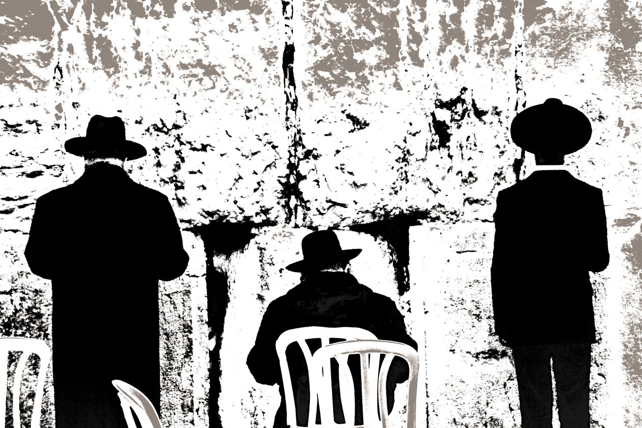 Dovening, uit de serie Tuesday at the Wailing Wall, 2016 (foto) door Joy Lions