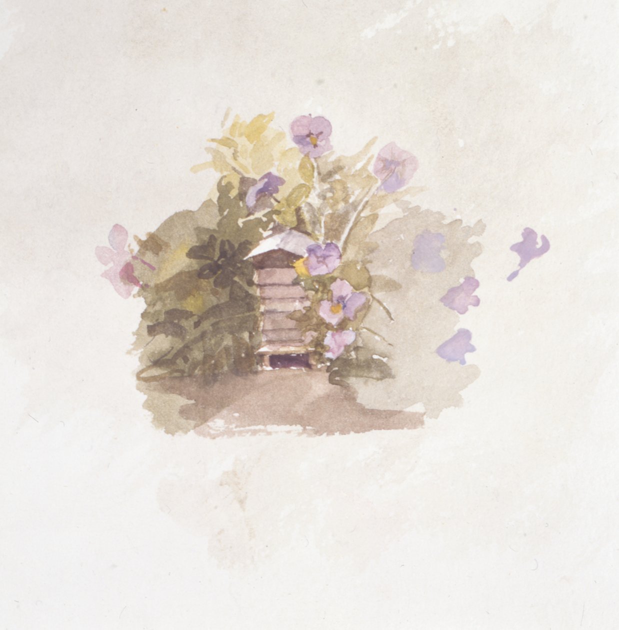 Vogelhuisje bloemen (schilderij) door Joyce Haddon