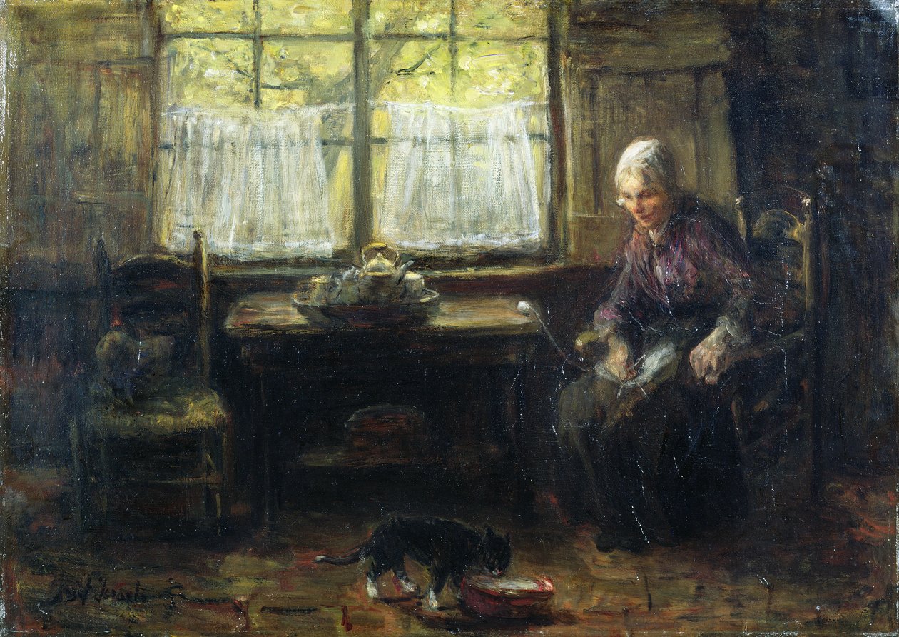 Een cottage interieur door Jozef Israëls