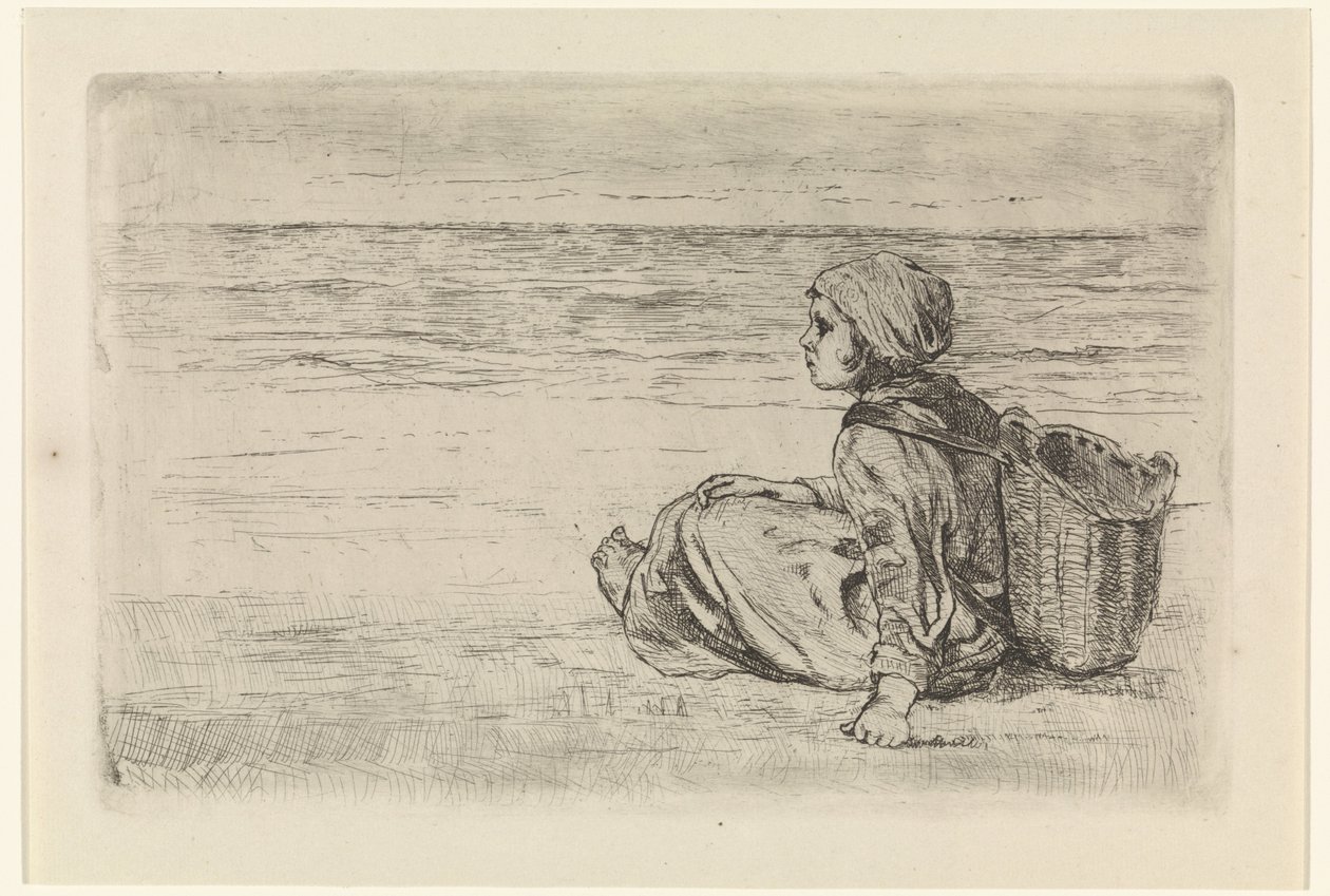 Meisje aan zee door Jozef Israëls