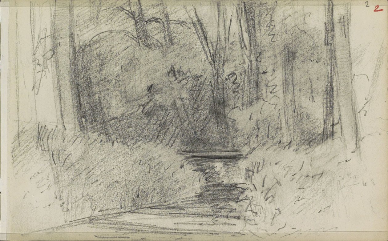 Rivier in een bos door Jozef Israëls
