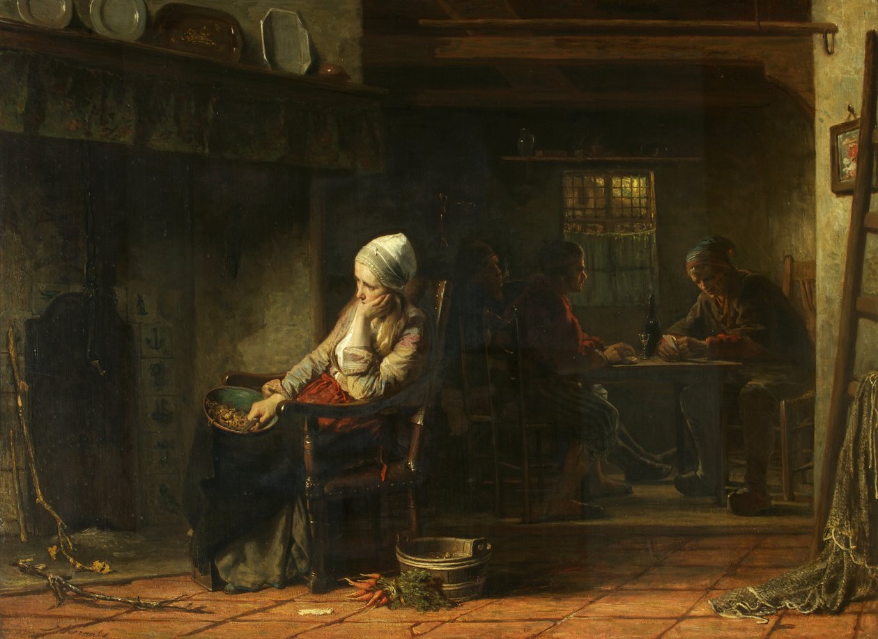 Een ongelukkige vrouw, of huiselijke zorgen, 1859 door Jozef Israëls