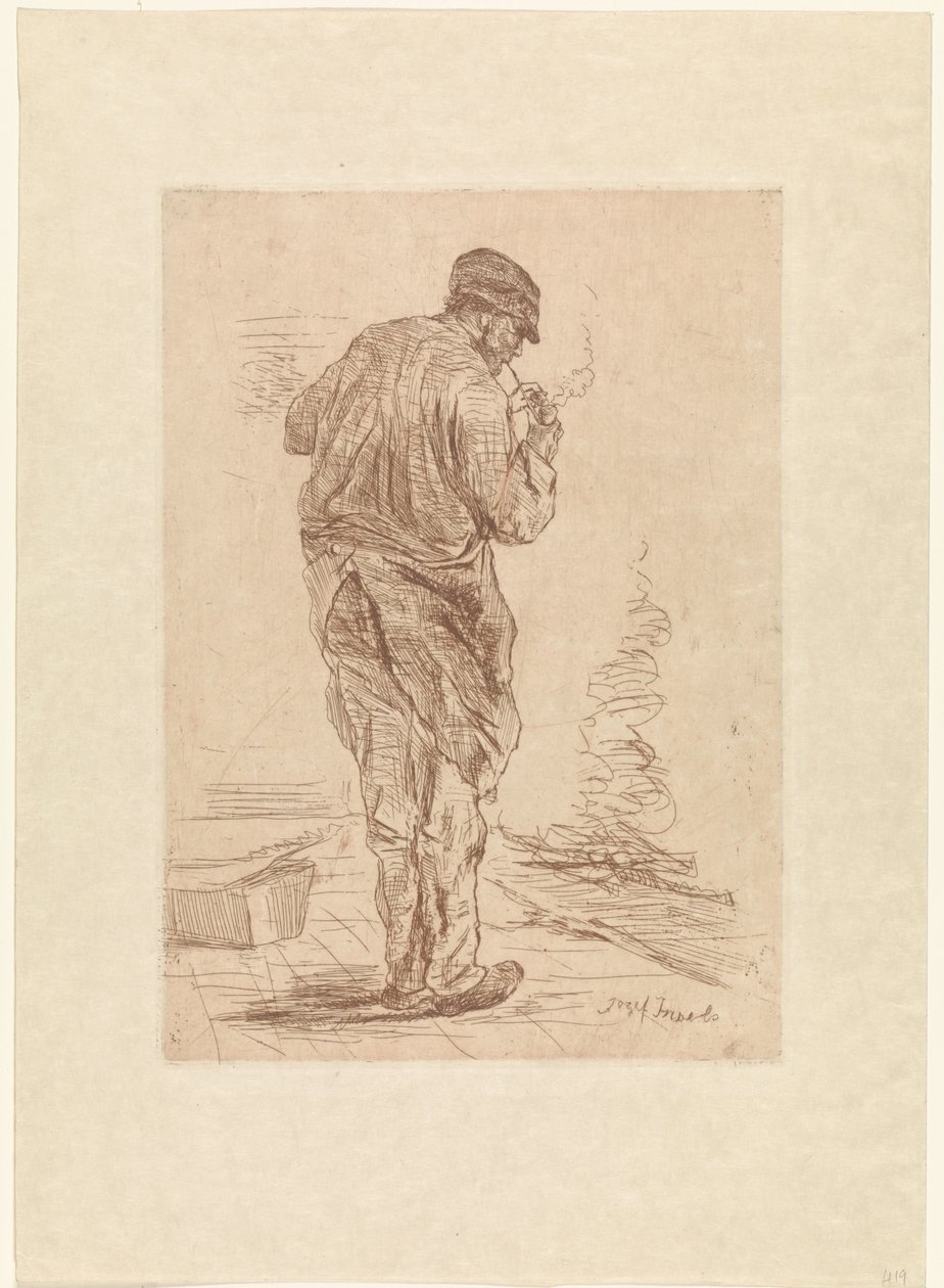 Pijprokende man door Jozef Israëls
