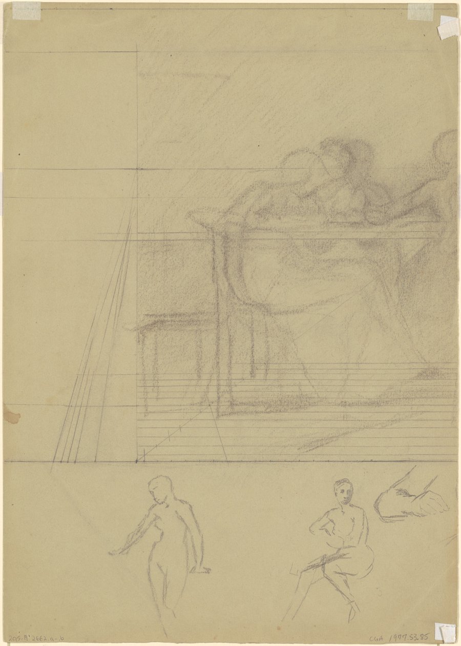 Studies van figuren (verso) door Jr. Enoch Wood Perry