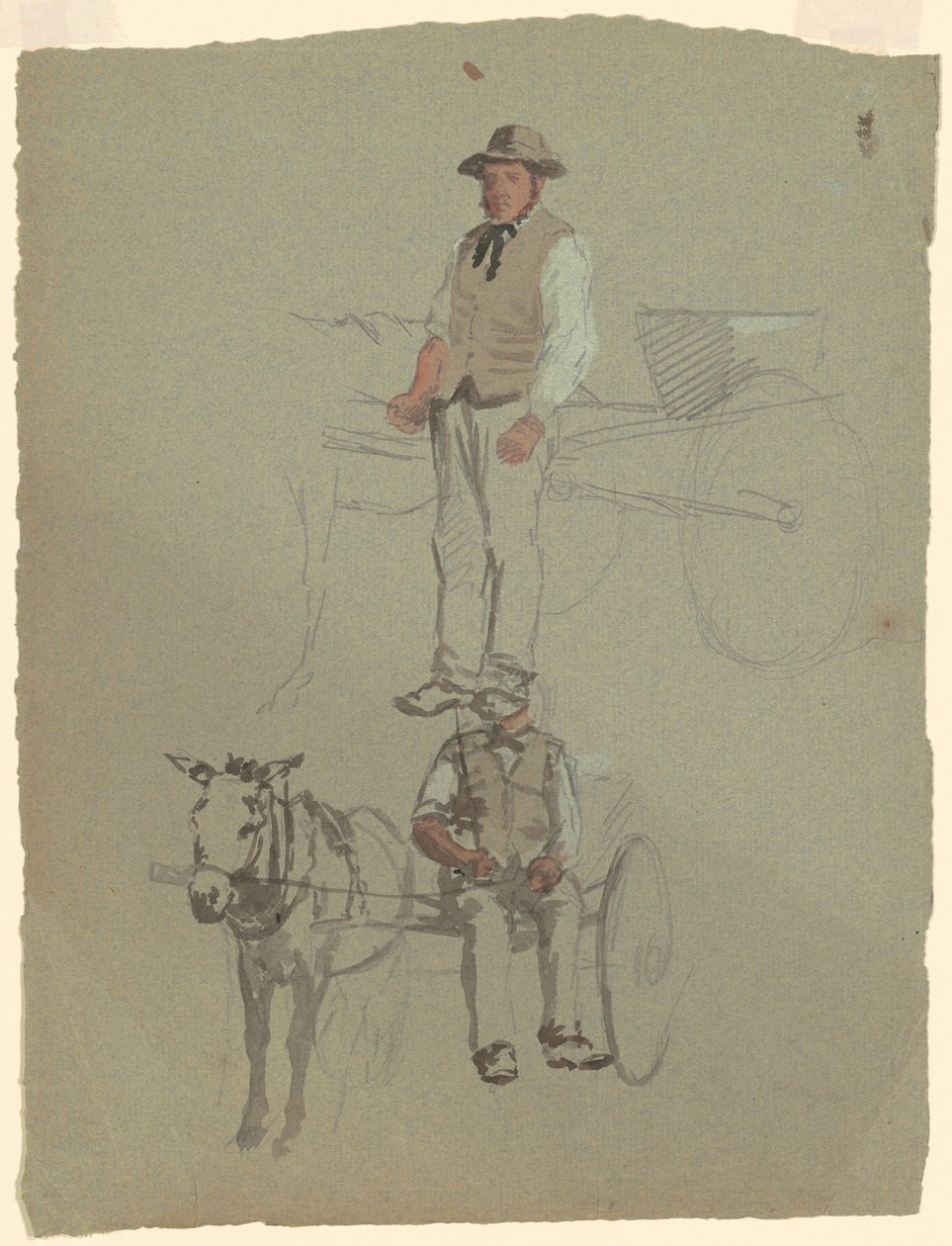 Studies van een man en paard en wagen door Jr. Enoch Wood Perry