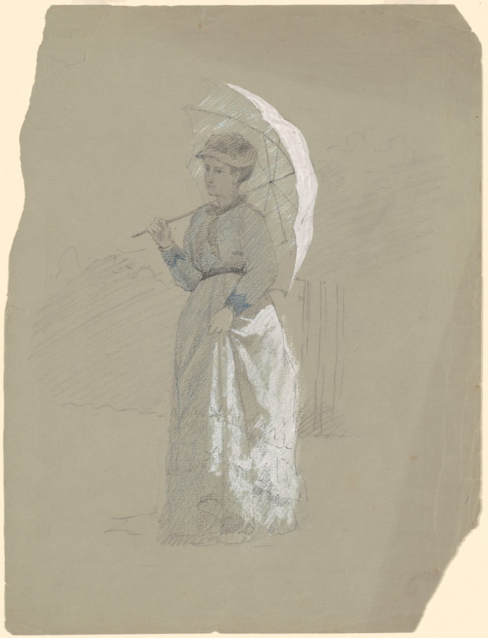 Vrouw met parasol door Jr. Enoch Wood Perry