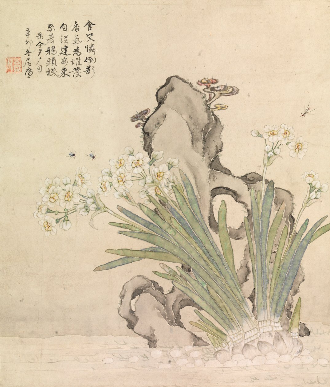 Narcissus, rots, bijen en Linghzhi door Ju Lian