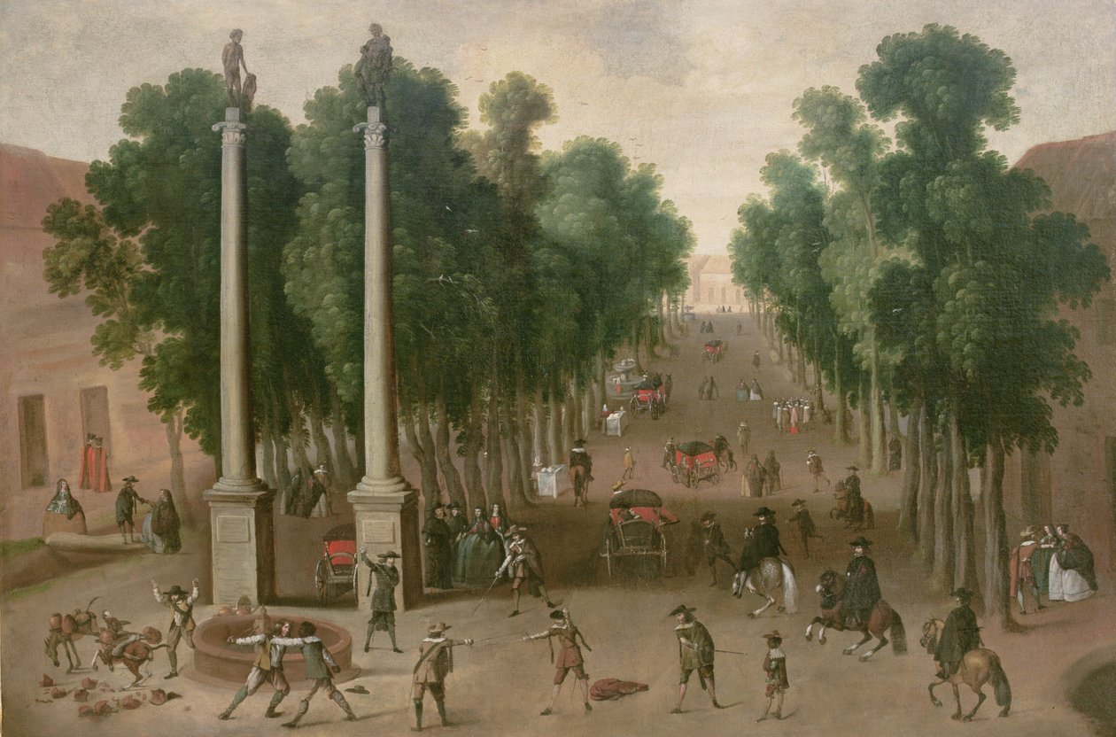 Een marktplein in Sevilla, ca. 1650 door Juan Bautista Martinez Del Mazo