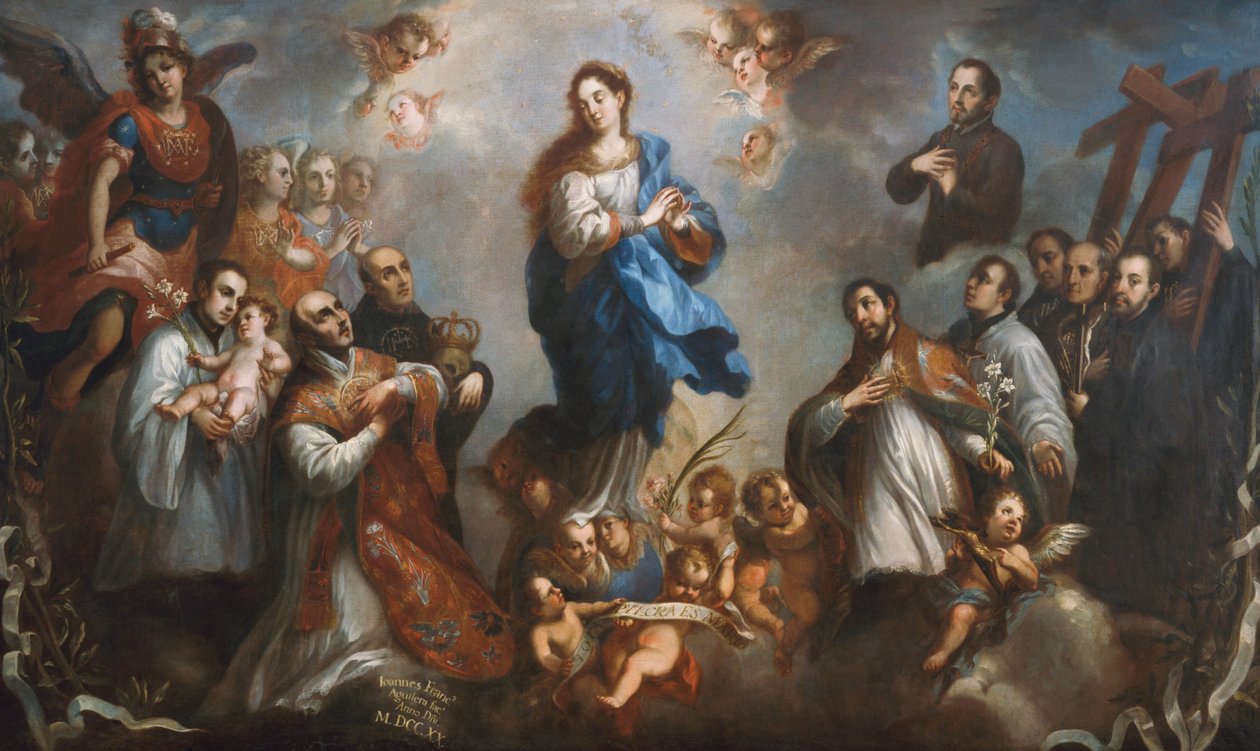 De Onbevlekte Ontvangenis met Jezuïeten door Juan Francisco de Aguilera