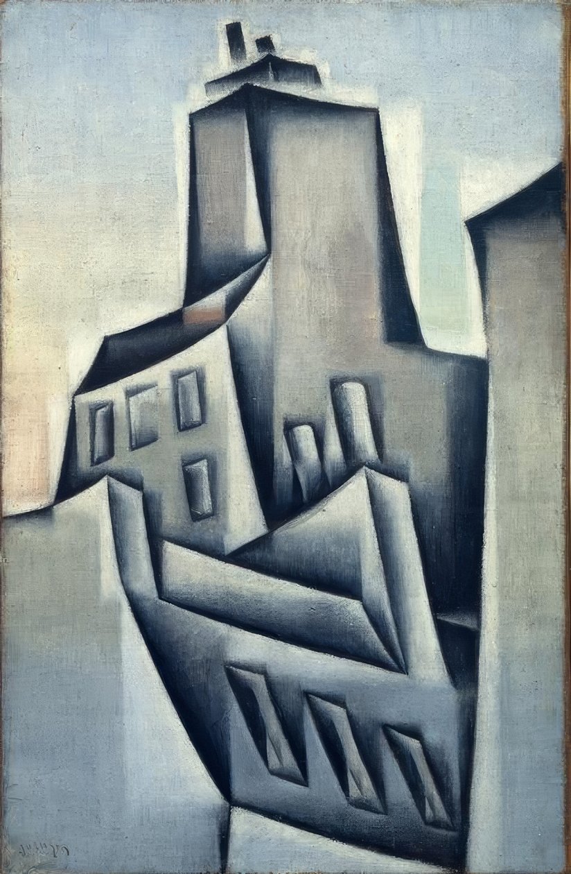 Huizen in Parijs door Juan Gris