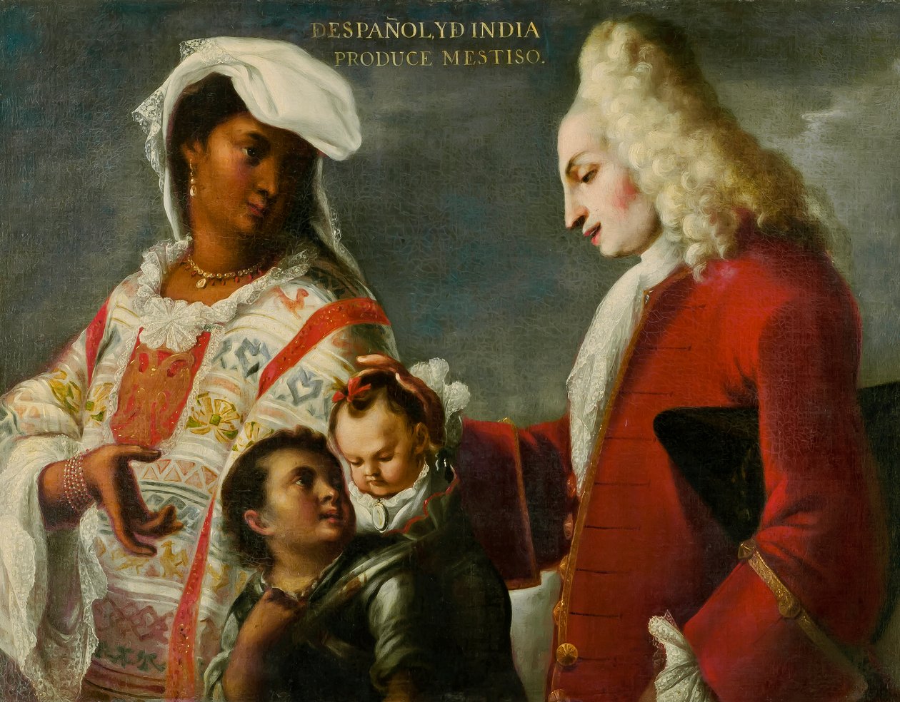 Spanjaard en Indiaan produceren een Mestizo, ca. 1715 door Juan Rodríguez Juárez