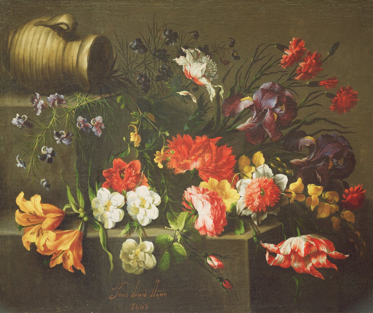 Bloemen op een Ledge door Juan de Arellano