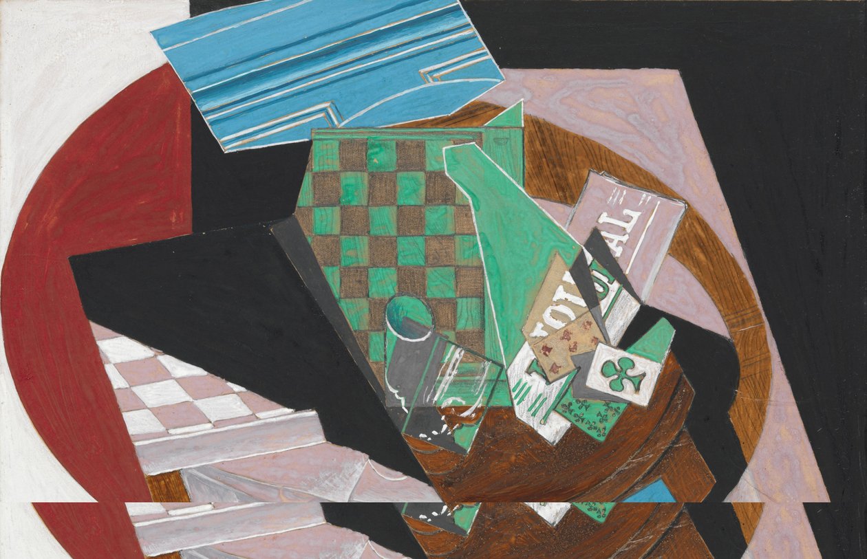 Dambord en Speelkaarten, 1915 door Juan Gris