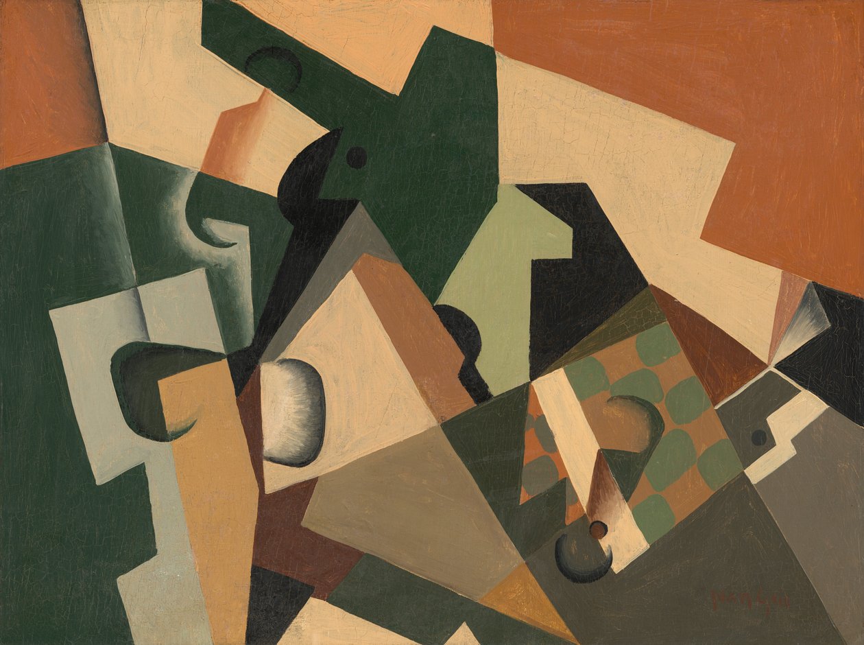 Glas en dambord, ca. 1917 door Juan Gris