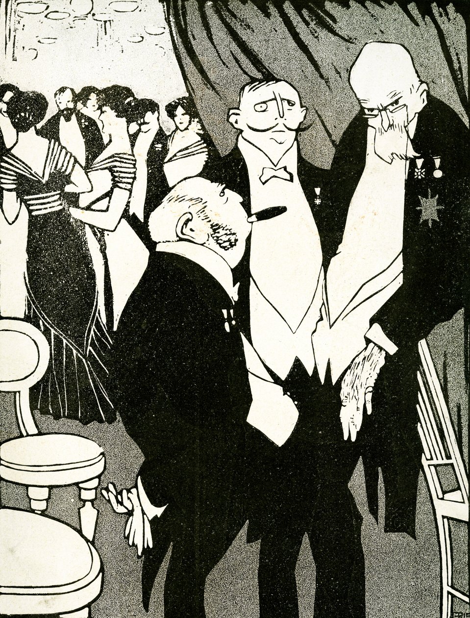 Russische gezant debatteert met andere leiders over de verdediging van Turkije tijdens een conferentie, 1908 door Juan Gris