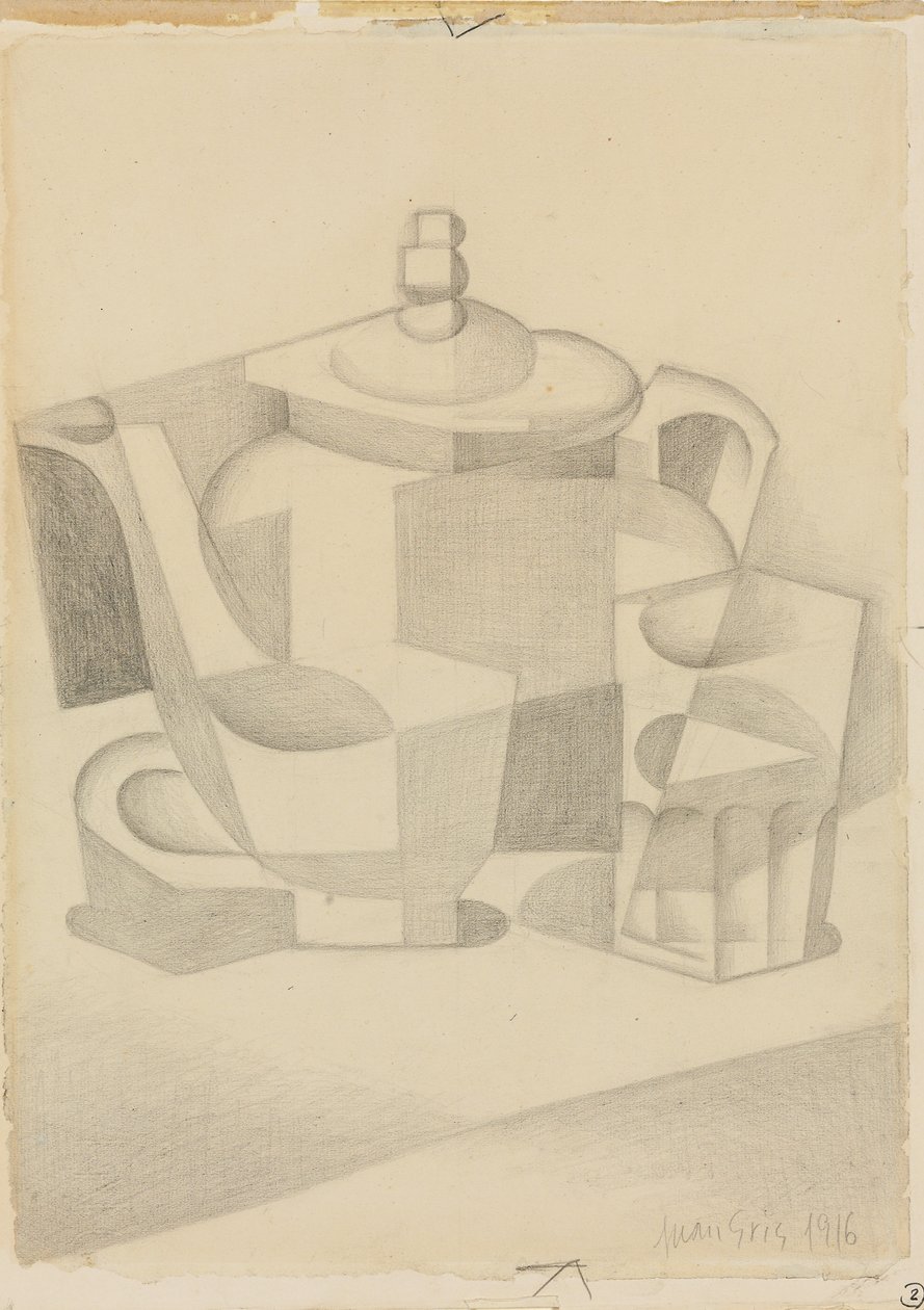 Stilleven met theepot, 1916 door Juan Gris
