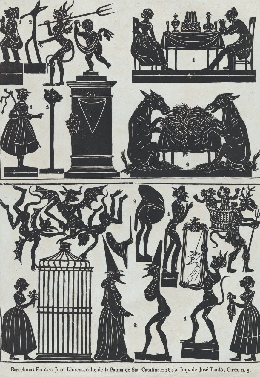 Blad 11 van figuren voor Chinese schaduwpoppen, 1859 door Juan Llorens