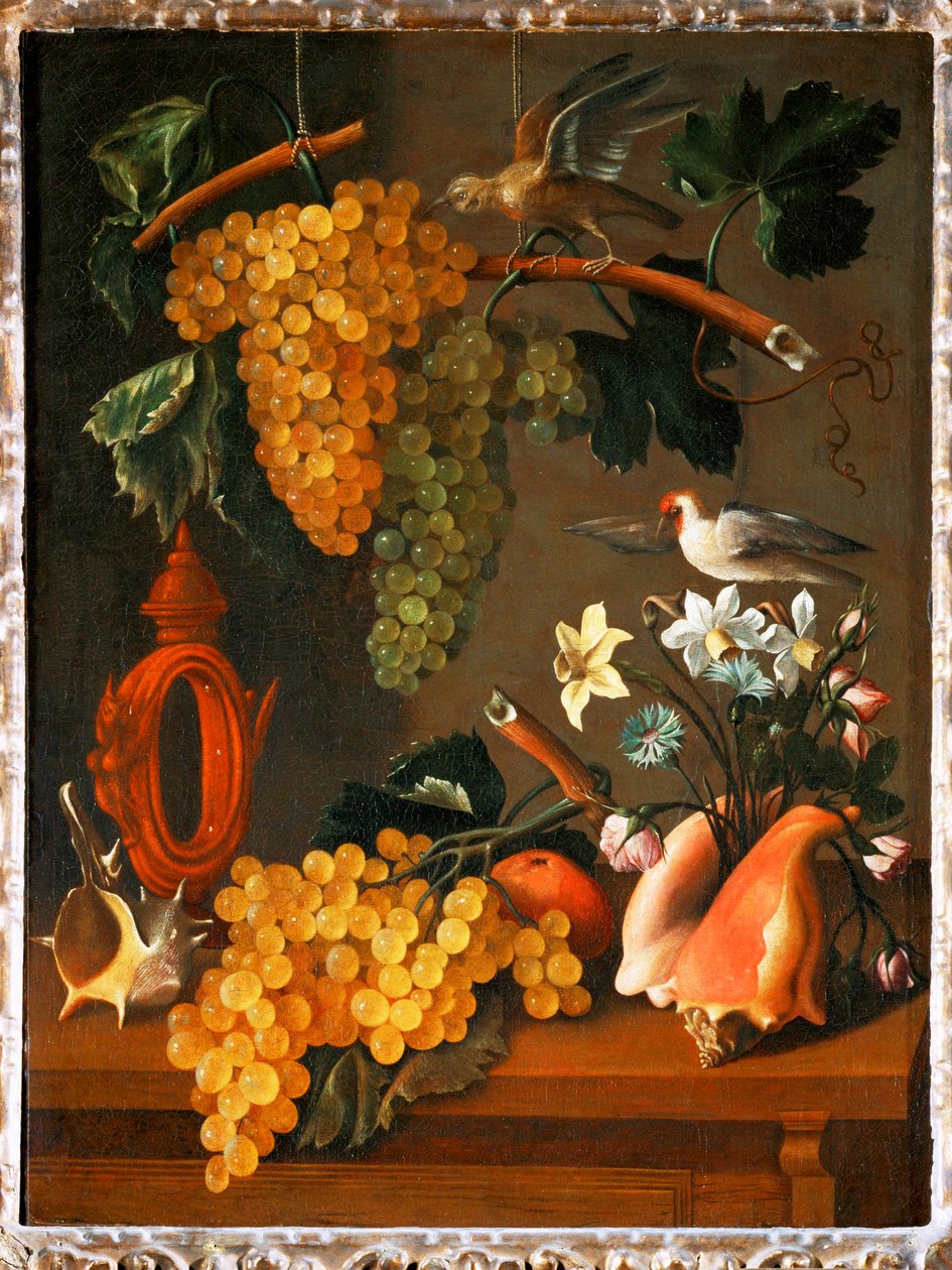 Stilleven met druiven ... door Juan de Espinosa